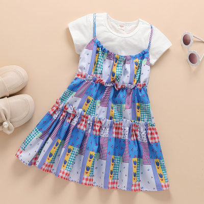 hibobi Conjunto de vestido halter de cuadros morado para niña bebé