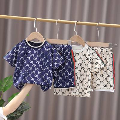 Boys summer clothing 2024 new baby short-sleeved suit handsome Korean style half-sleeved T-shirt 1-5 years old children's clothing summer clothing