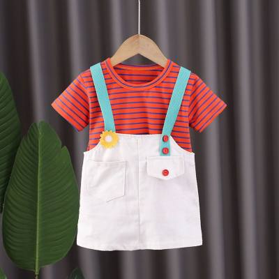 Girls summer short-sleeved suits new style baby fashionable overalls baby girls summer two-piece suit