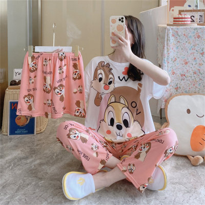 Teenage girls three piece cartoon squirrel pajamas set