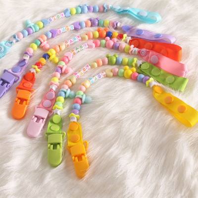 Baby beaded anti-falling chain Infant pacifier beaded anti-falling chain with teether
