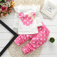 2-Piece Toddler Girl Autumn Casual Full Print Long Sleeves Tops & Pants  Pink