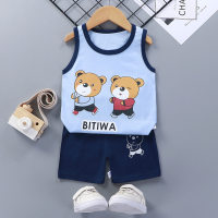 New style girls shorts clothes baby vest suit children's clothing children vest suit summer boys  Blue