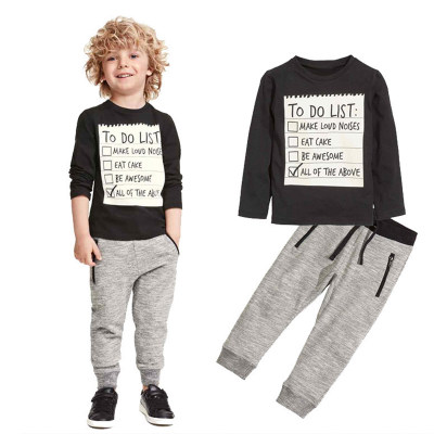 T-shirt a maniche lunghe con stampa Kid Boy in 2 pezzi e pantaloni con coulisse