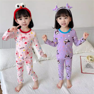 2 peças de algodão meninas pijamas conjunto roupa interior das crianças roupas de casa dos desenhos animados bonito