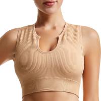 Sports bra for women running shockproof yoga vest without steel ring gathering anti-sagging fitness sports bra set  Khaki
