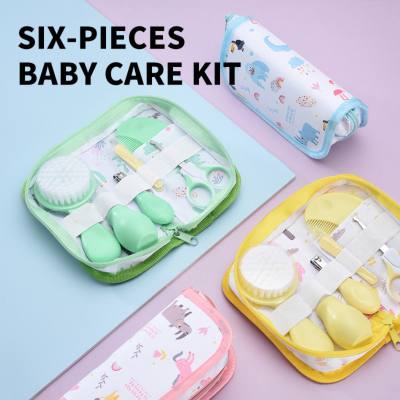 Nuevo conjunto de bolsas de tela para el cuidado del bebé, aspirador nasal para bebés, cortaúñas, conjunto de dibujos animados, suministros de limpieza diarios, paquete de cuidado