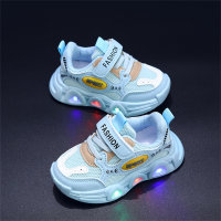 Zapatos deportivos informales con velcro y suela suave con etiqueta luminosa para niños  Azul