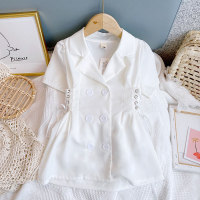 Very Fishy Girls' Jacket Summer Style Baby Girl White Puff Sleeve Suit Dress EX888  White