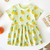 Babykleidung, Mädchen- und Kinderröcke aus reiner Baumwolle, modische Baby- und Kinderkleidung, Obstmädchenkleid für den Sommer, koreanische Version  Grün