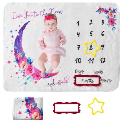 Couverture commémorative du mois numérique pour bébé, couverture de fond de photo en flanelle, couverture de câlin, couverture de photo