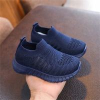 Chaussures de sport à semelle souple à enfiler de couleur unie pour enfants  Bleu