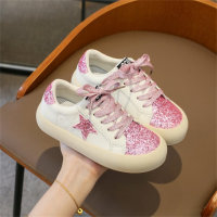 أحذية رياضية للأطفال البنات مزينة بالترتر وبلوكات الألوان  وردي 