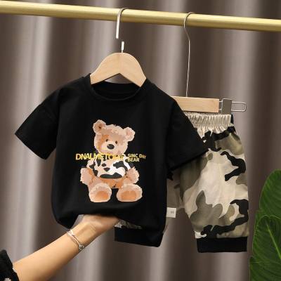 Boys summer suit 2024 new fashionable baby summer clothes children summer cartoon short-sleeved two-piece set trendy