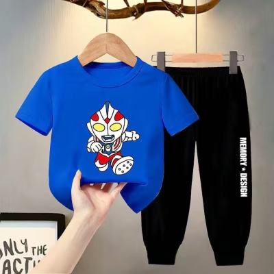 Ultraman clothes cartoon boys summer suit 2024 new style baby short-sleeved children's summer two-piece set