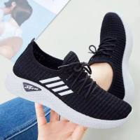 Mesh hollow sports shoes women's shoes summer new mesh shoes single shoes casual running lightweight breathable flying woven shoes  Black