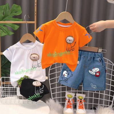 Boys summer short-sleeved suits for little kids and babies handsome sports suits 2024 new infant summer clothes Korean style