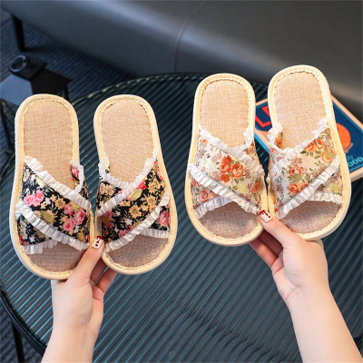 Medium and large children's floral ruffled sandals