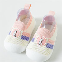 Calcetines transpirables a juego de colores a rayas para bebé, zapatos para niños pequeños  Rosado