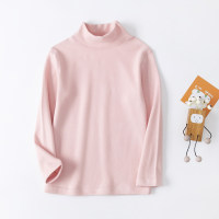 Toddler Girl Solid Color Casual Soft Skin-friendly High Collar Bottoming Shirt  Pink