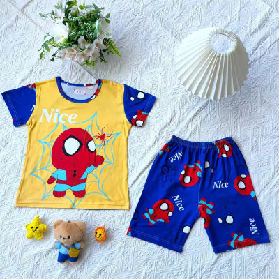 Boys' summer short-sleeved cartoon thin home clothes casual suit