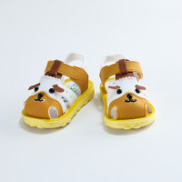 Toddler Color-block Cartoon Animal Style Velcro Sandals  Yellow
