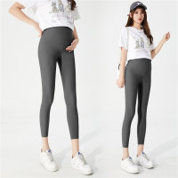 Summer thin pregnant women shark pants large elastic breathable pregnant mother belly support leggings pregnancy seamless yoga Barbie pants  Gray