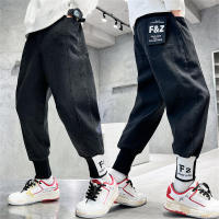 Spring and summer new boys' trousers for middle and large children, spring clothes, children's spring and autumn styles, boys' trousers, Korean style trousers trend  Black