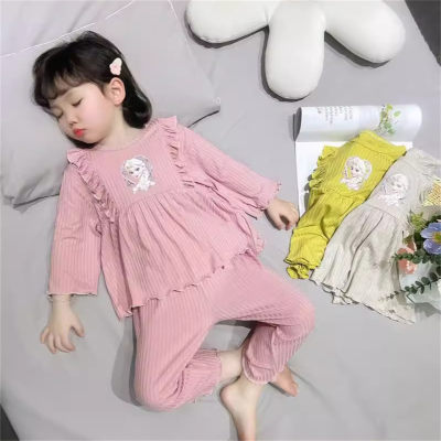 Meninas pijamas de verão roupas de casa das crianças do bebê roupas de ar condicionado pequenas e médias crianças estilo princesa pijamas legais