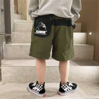 Boys shorts summer outer wear 2024 new Japanese pure cotton five-point overalls thin section small and medium-sized children and babies fashionable  Green