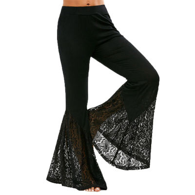 Lace flared pants plus size trousers