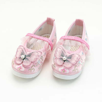 Kid Girl Embroidered 3D Butterfly Decoration Canvas Shoes
