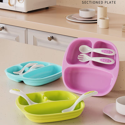 Jiayi Baby Dinner Plate Three-compartment Complementary Food Training Infant and Toddler Eating Children's Tableware Set Wholesale