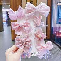 Horquillas con lazo para niños, accesorios para el cabello de princesa, horquillas de tela de flores para niñas coreanas, sombreros de niña pequeña de celebridad de Internet  Rosado