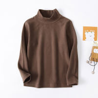 Toddler Girl Solid Color Casual Soft Skin-friendly High Collar Bottoming Shirt  Brown