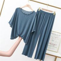 Wood ear edge ice silk home clothes and pajamas  Blue