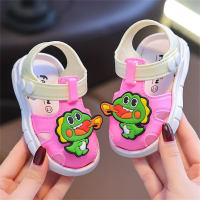 Kids' Dinosaur Pattern Velcro Sandals  Pink