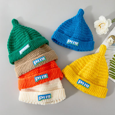 Baby Solid Color Letter Pattern Wool Cap