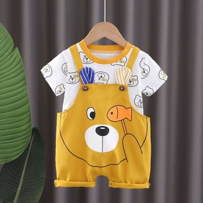 Boys suit summer new children's stylish short-sleeved baby summer overalls two-piece suit