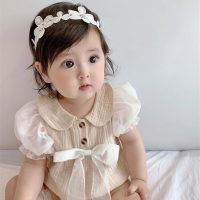 Summer Super Fairy Treasure Gauze Breathable Puff Sleeves Mesh Bags Outer Clothes and Hairbands Fresh Style ins  Apricot