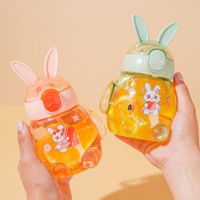Children's water cup cute rabbit straw cup