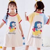 Children's Nightdress Short Sleeve Girls Cute Princess Dress Breathable Home Clothes Air Conditioning Clothes Daily Dress  White