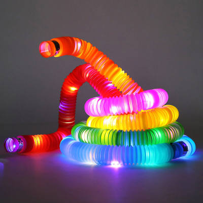 Brinquedos de descompressão LED de fole com tubo de expansão luminoso