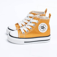 Toddler Classic Solid Color Lace-up High-top Canvas Shoes  Yellow