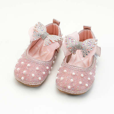 Toddler Girl Rhinestone Pearl Bow Sandals