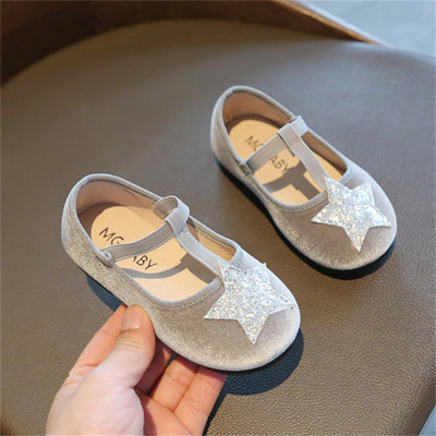 Los zapatos de cuero de la princesa de moda de los únicos zapatos de bebé lindos del ante del caramelo de la estrella calzan