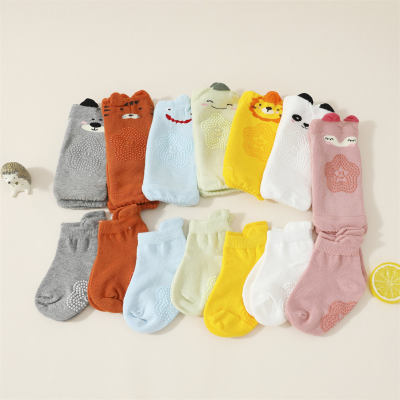 2 peças meias de algodão puro estilo animal de desenho animado para bebê