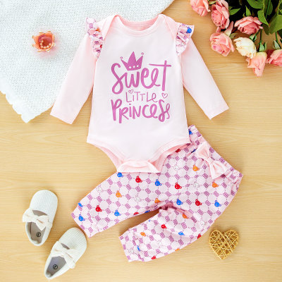 Baby girl's pink sweet little princess romper suit