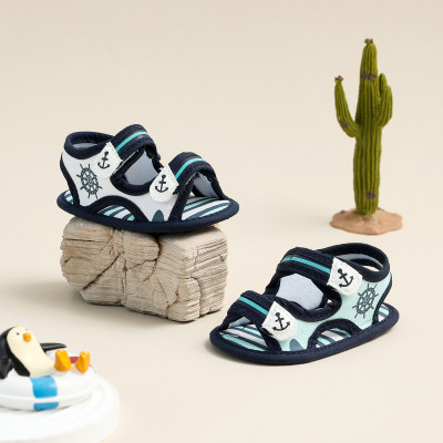 Baby Boy Anchor Pattern Open Toed Velcro Sandals