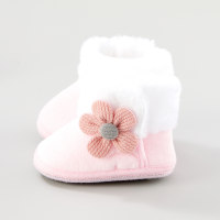 Baby Girl Floral High-top Cotton-padded Velcro Shoes  Pink